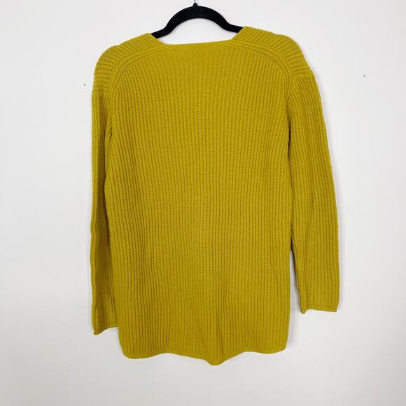 Madewell 2XS Mustard Yellow Woodside Pullover Sweater Merino Wool VNeck XXSmall - Picture 2 of 9